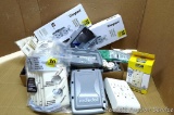 Assortment of electrical items incl duplex white outlets, outlet plates, 20 amp breaker, more.
