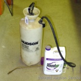 No shipping. Hudson 2.75 gallon plastic spray with hose and nozzle; Unopened gallon of Roundup weed