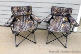 2 Camo bag chairs with arm rests appear in very good condition.