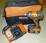 Rigid 18 volt impact driver with lithium ion battery and LED light incl charger and carrying case,