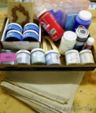 Americana D?cor paint; Chalk Mountain furniture wax; Apple Barrel acrylic paint; carpet tacks; paint