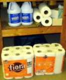 No Shipping.  Two new pkgs. Paper towel plus 3 partial rolls; 2 boxes Kleenex; 1-1/2 gallons bleach;