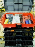 Drill bits, screws, stud finder, moisture meter with manual, C-clamps, more; all in a nice 4-drawer