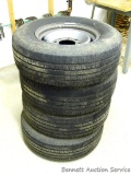 Set of 4 Goodrich Commercial T/A all season LT245/75R16 tires on 8 hole rims. Came off of a 2000