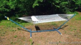 Free standing hammock. Steel frame comes apart for easy transportation.