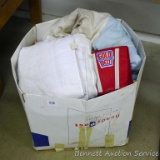 Gold Belt support; large box filled with blankets and towels. Box is 24