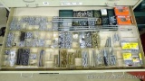 Contents of drawer includes carriage bolts, lock nuts, lag screws, lock washers, flat washers, nuts,