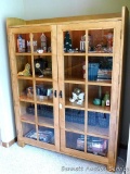 Beautiful handmade display cabinet is very sturdy and in good condition. Has rope lights to accent
