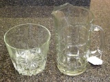 Glass pitcher by Anchor Hocking - just in time for iced tea season; glass ice bucket is 6