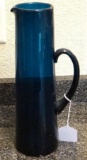 Hand blown aqua glass pitcher stands 13