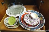 Large serving bowls, floral plates, vintage dishes, more. Largest serving bowl is approx. 15