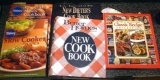 Cookbooks including Better Homes & Gardens New Cook Book, One-Dish Meals, Pillsbury Slow Cooker,