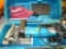 Makita plate joiner with dust bag and case. Joiner runs and is model No 3901.