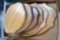 Six wooden antler mount boards, largest is 12