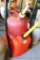 Five gallon gas tote; 1-1/4 gallon gas tote, vent cap has been damaged.