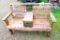 Sturdy wooden bench matches lots 298, 288, and 389. Measures about 58