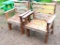 2 sturdy wooden chairs match lots 388, 291, and 389. Measure about 31