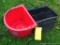 Little Giant and Fortiflex horse or animal feeder/ waterers. Red one is about 14