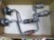 Two vintage ratcheting reversible hand braces, largest is 15