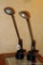 Pair of counter-weighted lamps are each approx. 2' high. Each have low and high, both work.