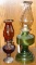 Two oil lamps, largest is 18-1/2