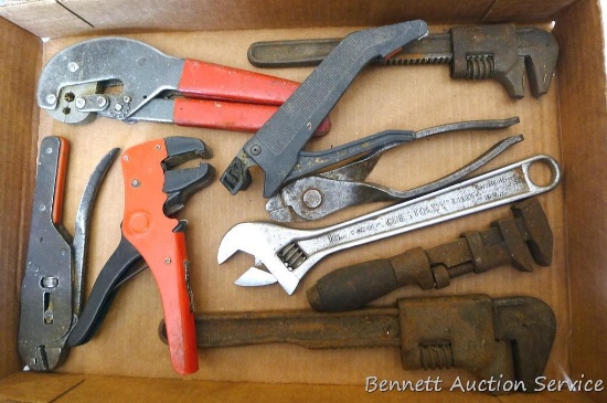 Vintage specialty wrenches; Crescent 10" adjustable wrench.