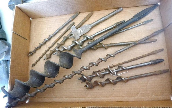 Adjustable drill bit; other drill bits, largest is 19" x 1-7/8".
