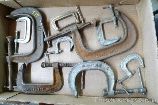 Variety of C-clamps, largest is 4".
