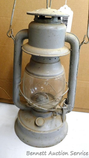 Marswells lantern is 7-1/4" x 15". Has a Dietz Loc-Nob globe.