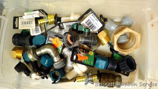 Collection of hose fittings, repair parts, 2-way fittings and more.