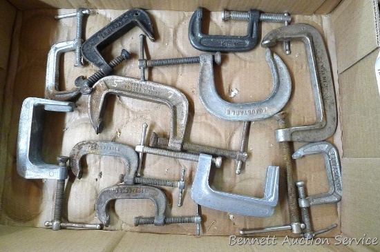 Variety of C-clamps, largest is 4".