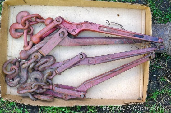 Three small chain load binders 18" closed.