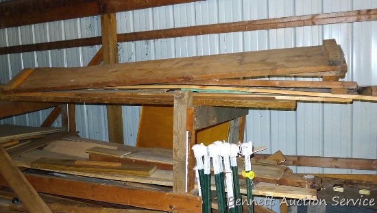 Planks and scrap wood as pictured. Longest pieces are around 11' long. Includes sheets of plywood 4'