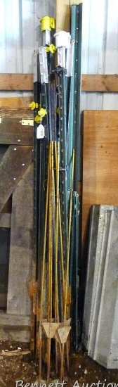 17 fence posts, green ones are 65" and taller; yellow ones are about 4'