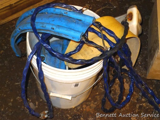 4 children's swings and chain. Hard plastic swing is about 16" wide. Three wings were made by