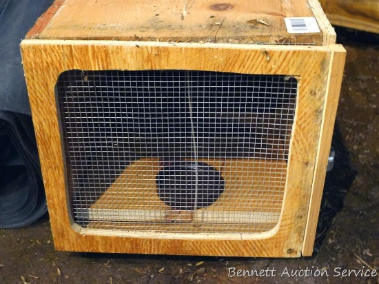 Homemade live trap is about 28" x 13" x 11".