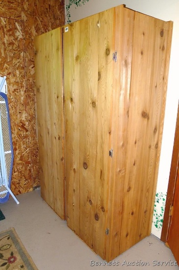 Nice large wooden storage cabinet will make a great pantry or storage for basement or garage.