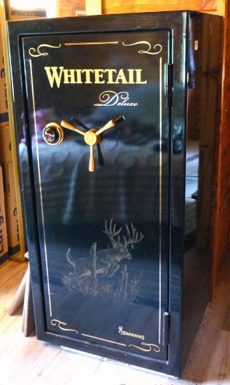 Browning Whitetail Deluxe fire rated gun safe is currently set up for 24 long guns, plus top