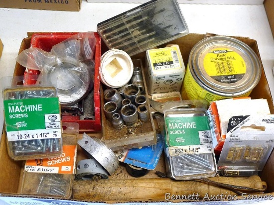 Snap-On and other sockets , Minwax Finishing Wax, Machine Screws, hanger strap, sockets, small eye