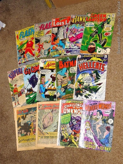 Vintage comic books includes Wonder Woman, The Flash, Batman, Hawkman, Lois Lane and more.