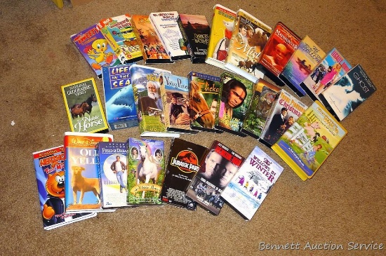 Nice collection of VHS tapes. Titles include Old Yeller, Dances With Wolves, Field of Dreams,