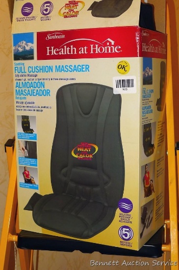 Sunbeam Health at Home full cushion massager with original box. Tested, works.
