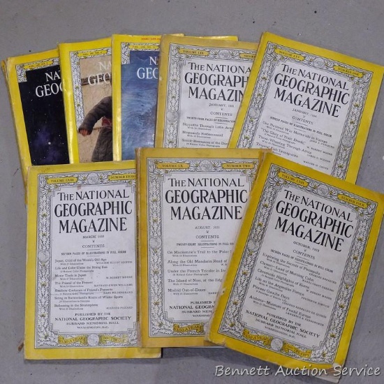 Vintage National Geographic magazines, most from the 1930s. All show a little wear, see pics.