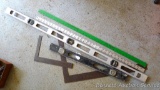 Lufkin aluminum yardstick, Stanley and other square, Miller Falls aluminum level, more.