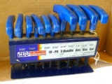 HDC Homer Distributing 10 pc T-Handle hex key set. Sizes range from 3/32