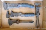 Antique adjustable wrenches, largest is 11-1/2