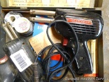 Weller soldering gun 8250A with replacement tips, solder and metal case; Power Craft solder gun
