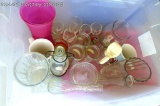 Sterlite 58 qt. tote with lid; canning jars; vases mugs and more.