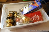 Schlage keyed Entrance knob NIP; several used entrance knobs with keys; misc. door parts.