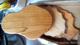 Three wooden boards for mounting antlers, largest is 9-1/2